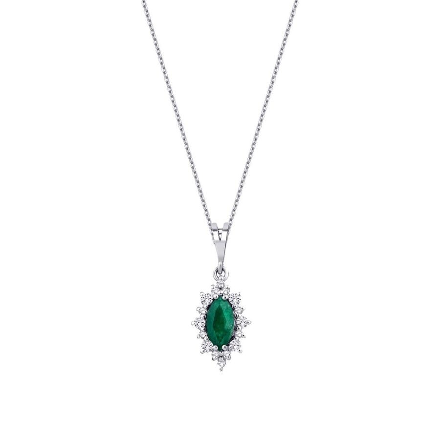 0.45 Carat Diamond Emerald Necklace