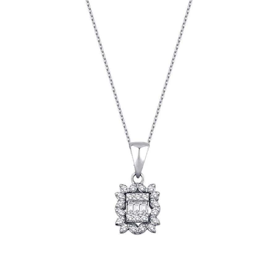 0.10 Carat Diamond Baguette Necklace