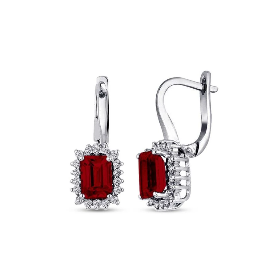 2.98 Carat Diamond Ruby Earrings