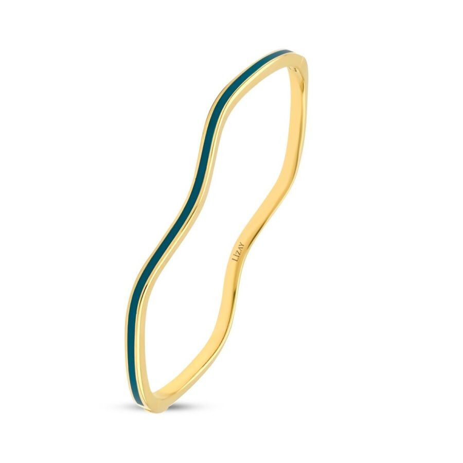 Gold Green Enamel Bangle