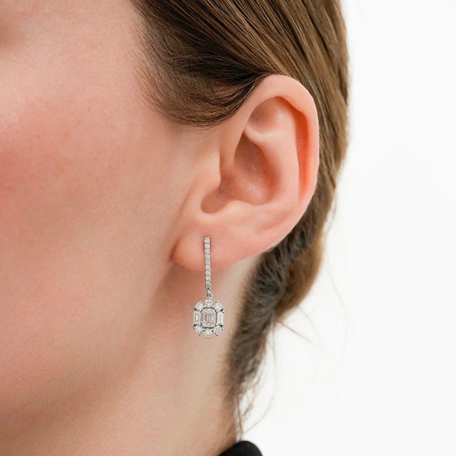 1.18 Carat Diamond Baguette Earrings