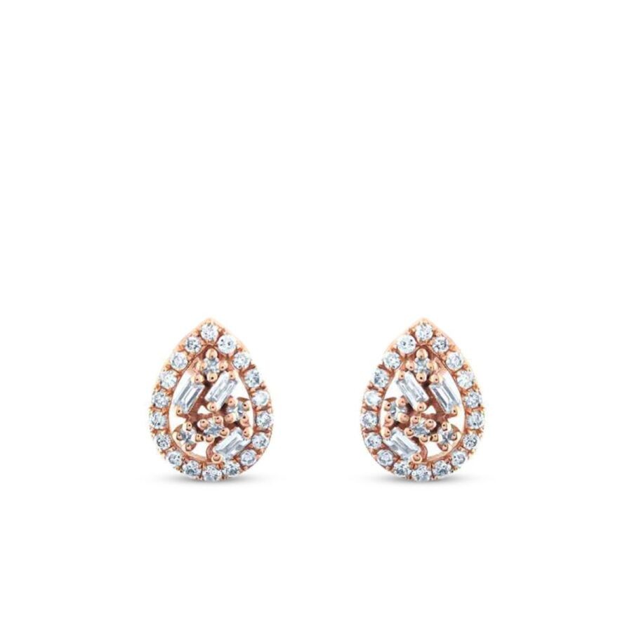 0.28 Carat Diamond Baguette Pear Earrings