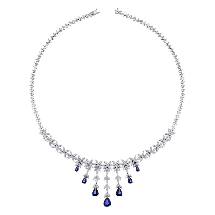 9,87 Karat Diamant Saphir Halskette