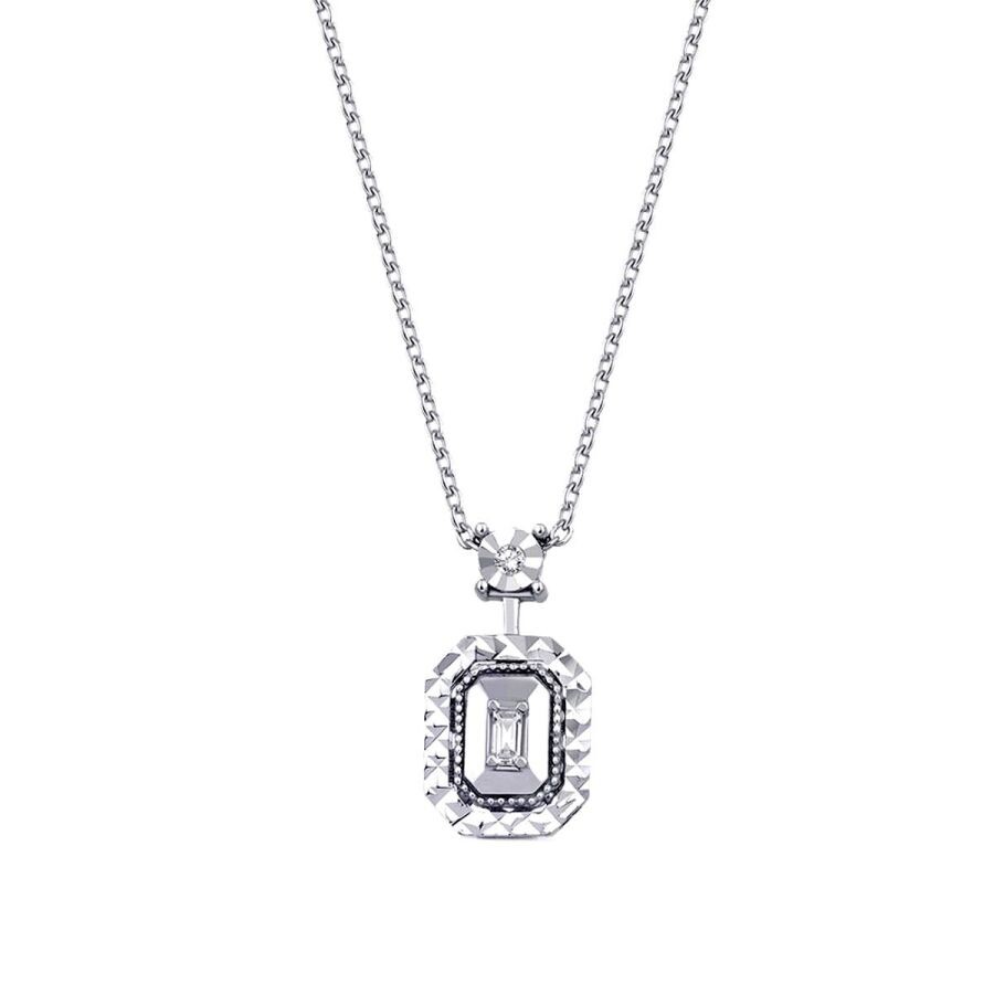 0.05 Carat Diamond Baguette Necklace