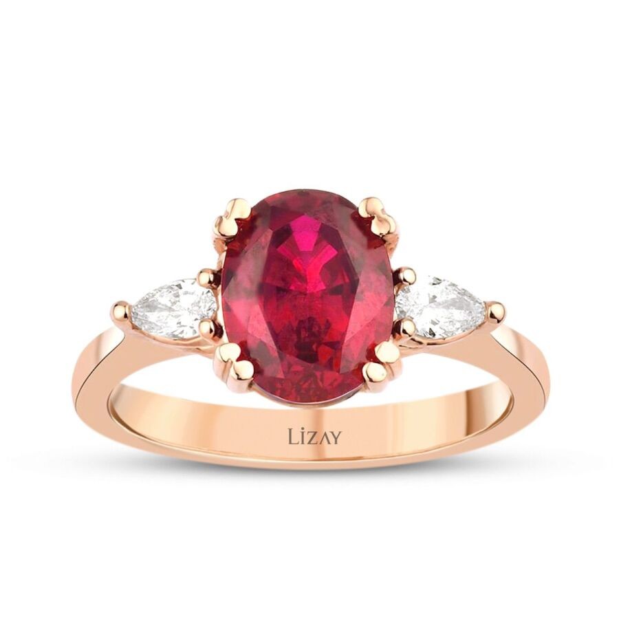 2.78 Carat Diamond Oval Ruby Ring