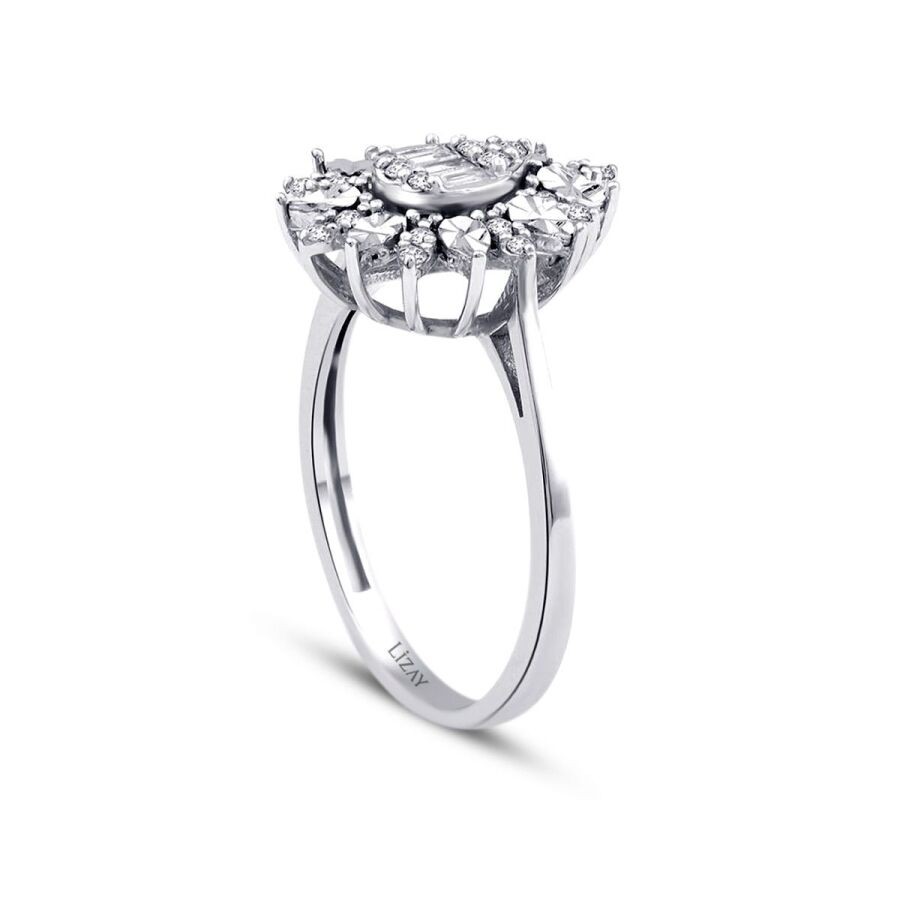 0.20 Carat Diamond Pear Baguette Ring