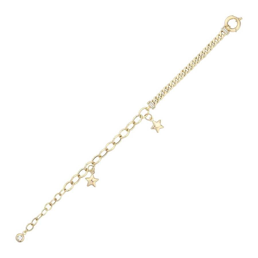 Gold Two Stars Chain Bracelet