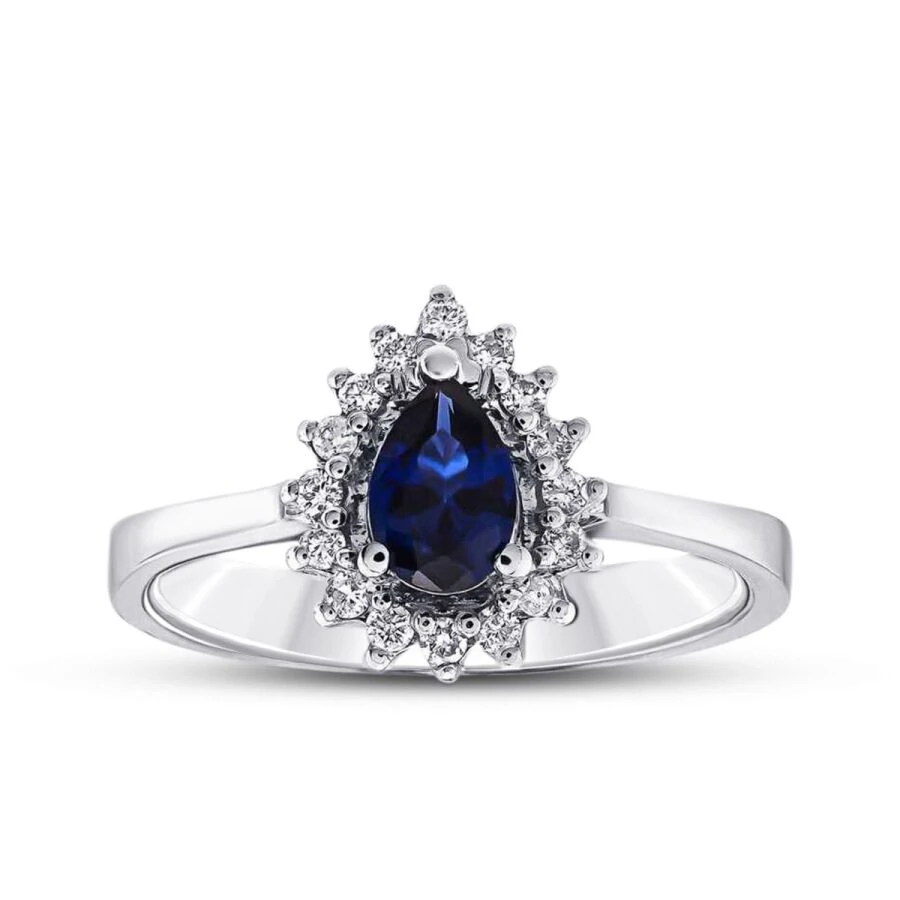 0.64 Carat Diamond Pear Sapphire Ring