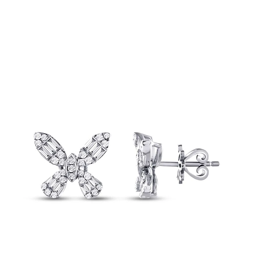 0.56 Carat Diamond Butterfly Baguette Earrings