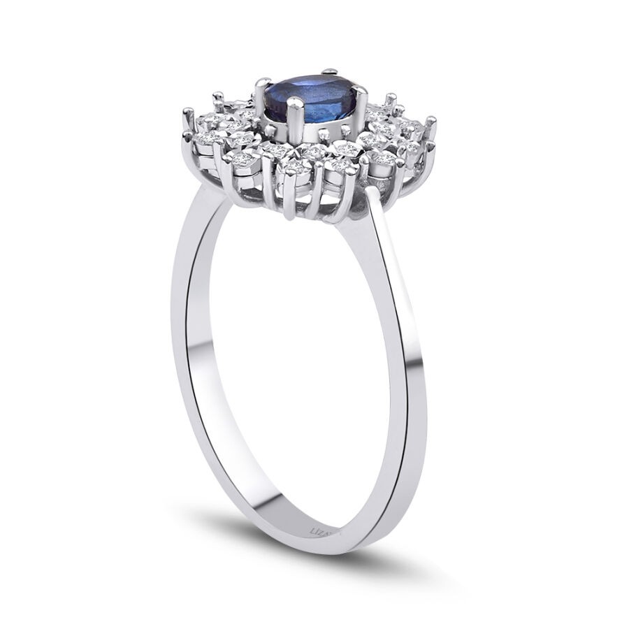 0.57 Carat Diamond Sapphire Ring