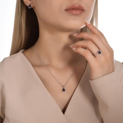 3.65 Carat Diamond Sapphire Set