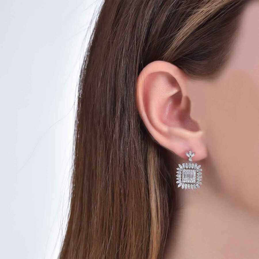 1.20 Carat Diamond Baguette Earrings