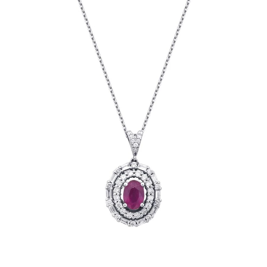 1.62 Carat Diamond Ruby Necklace