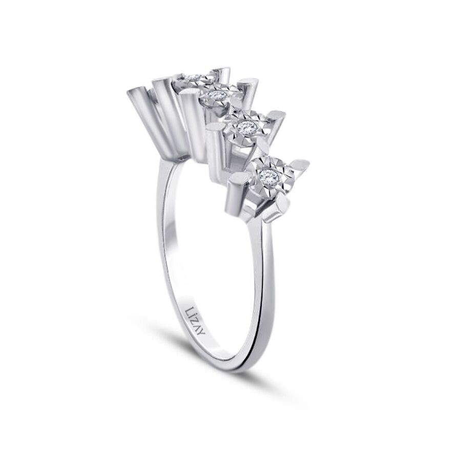 0,05 Karat Diamant Effekt Fünfstein Ring