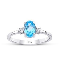 1.07 Carat Diamond Blue Topaz Ring