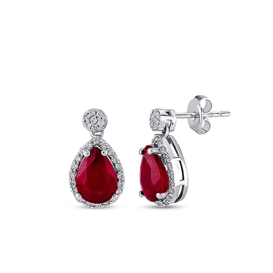 1.91 Carat Diamond Ruby Earrings