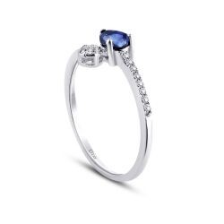 0.53 Carat Diamond Sapphire Ring