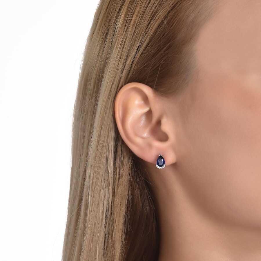 1.55 Carat Diamond Sapphire Earrings