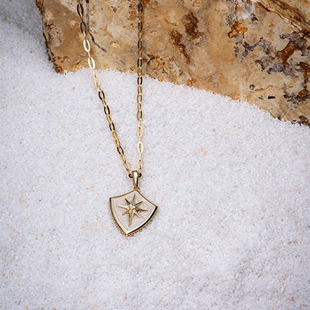 Gold North Star Enamel Necklace