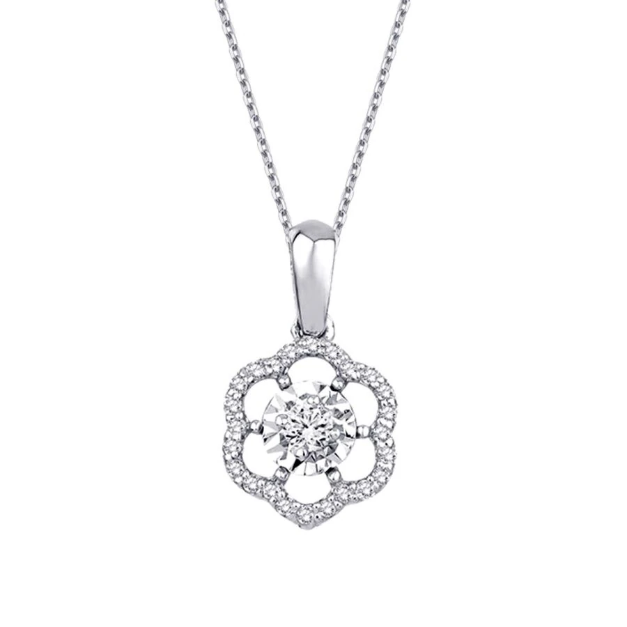 0.15 ct. Diamant Blumen Halskette