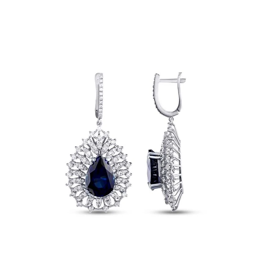 9.49 Carat Diamond Sapphire Earrings