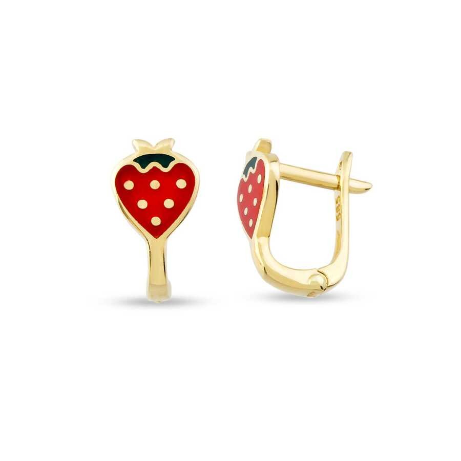 Gold Strawberry Childeren's Earrings