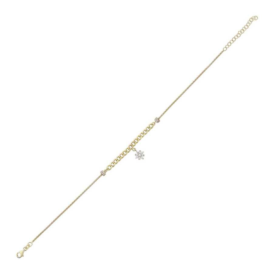 Gold Baguette Flower Anklet