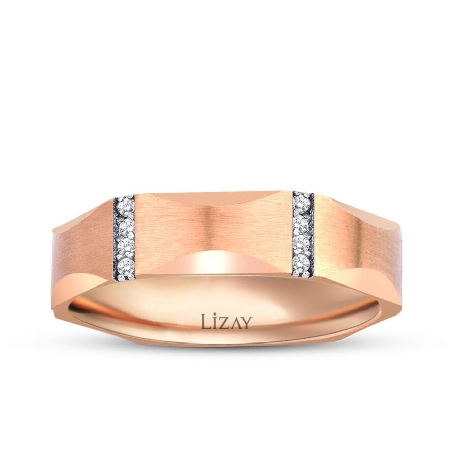 Rose Gold Diagonal Wedding Band