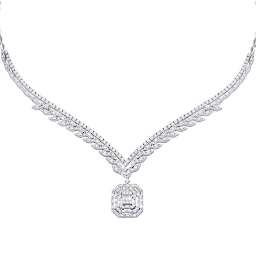 6,89 Karat Diamant Baguette Collier