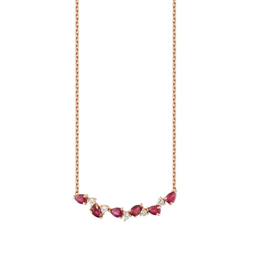 0.82 Carat Diamond Ruby Necklace