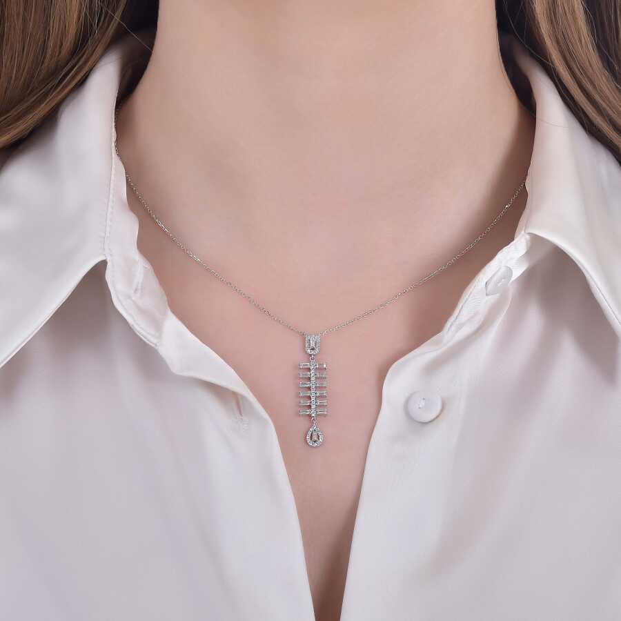 0.54 Carat Diamond Baguette Necklace