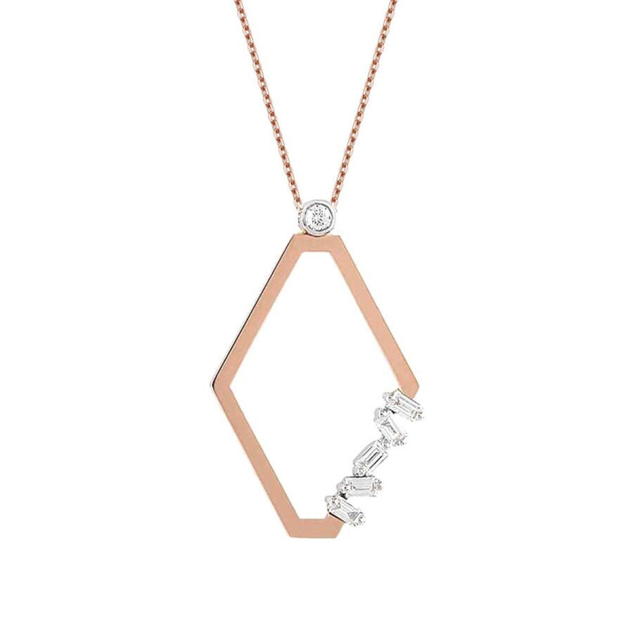 0.15 Carat Diamond Rhombus Baguette Necklace