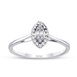 0.06 Karat Diamond Pear Baguette Ring