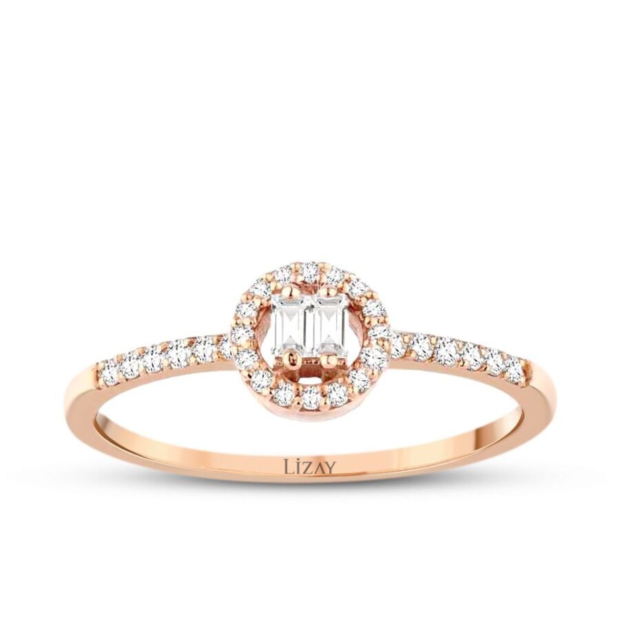 0.18 Carat Diamond Stone Band Baguette Ring