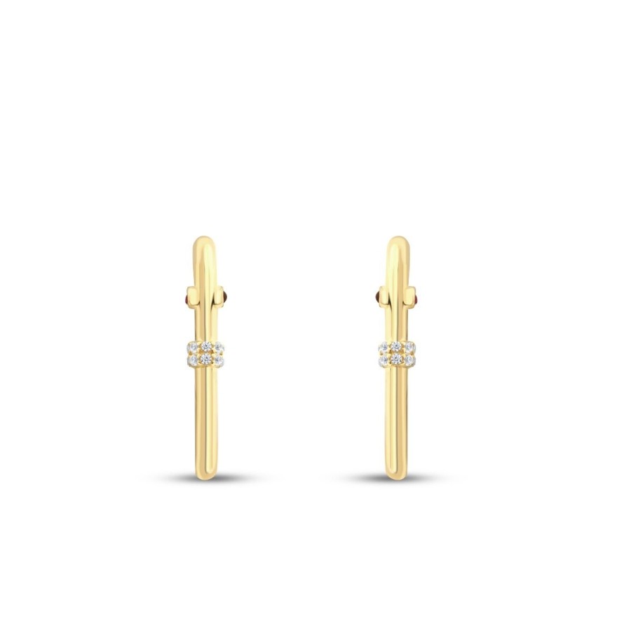 Gold Creole mit Ovalem Seitenstein
