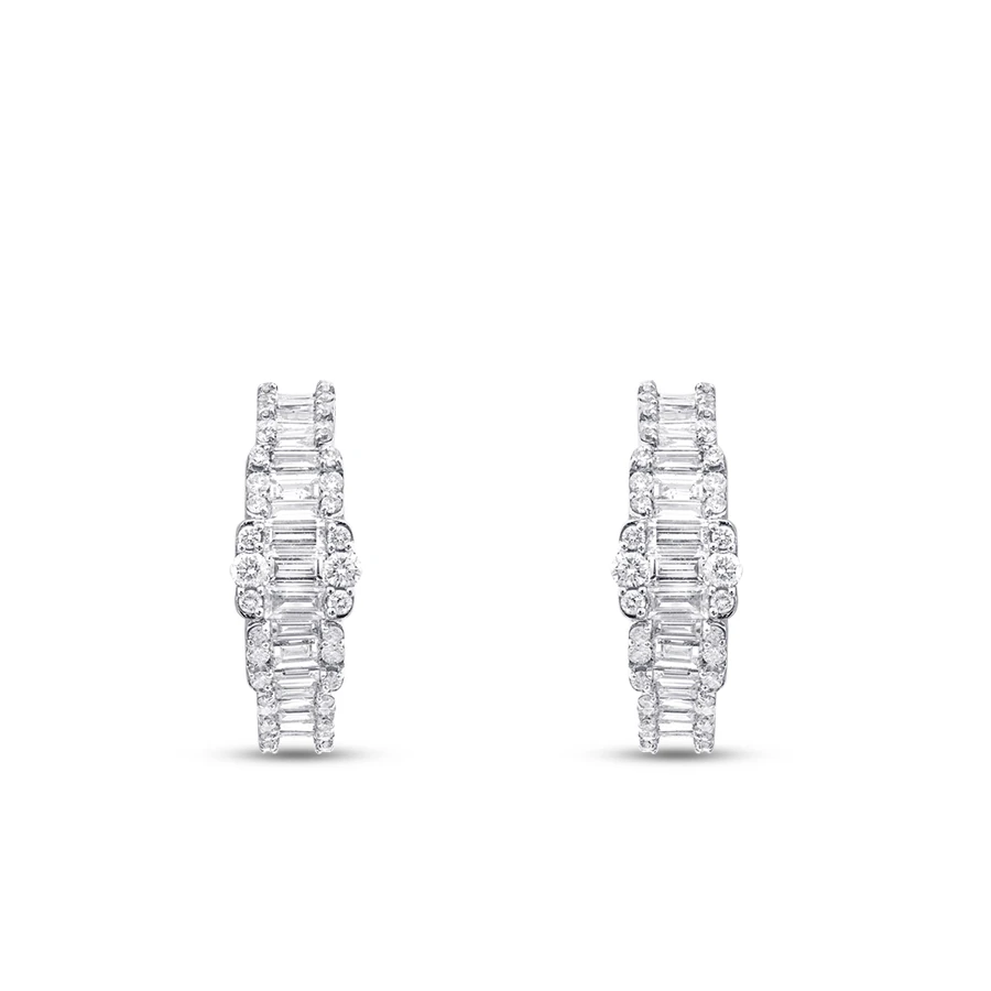 1.82 Carat Diamond Baguette Hoop Earrings