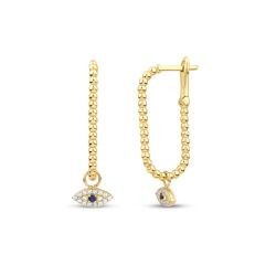 Gold Blue Eye Earrings