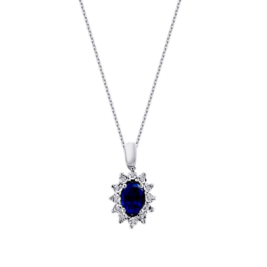 0.52 Carat Diamond Sapphire Necklace