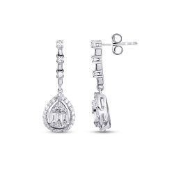 0.37 Carat Baguette Pear Diamond Earrings
