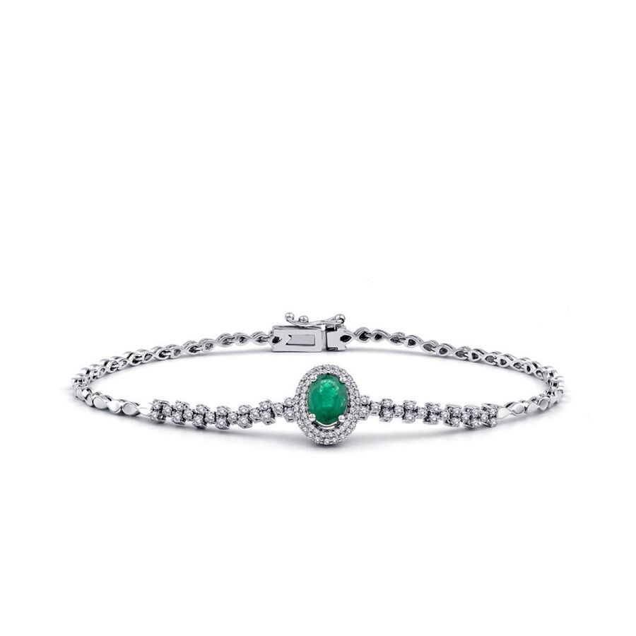 1.13 Carat Diamond Emerald Bracelet