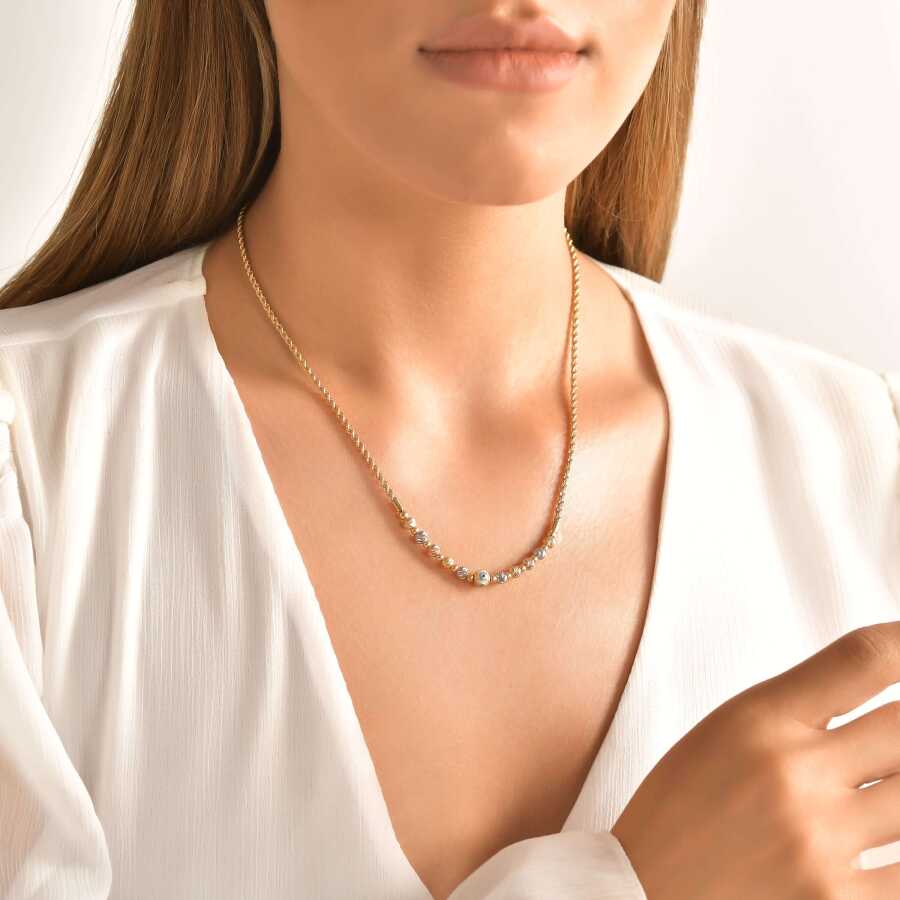 Gold Evil Eye Doric Chain Necklace