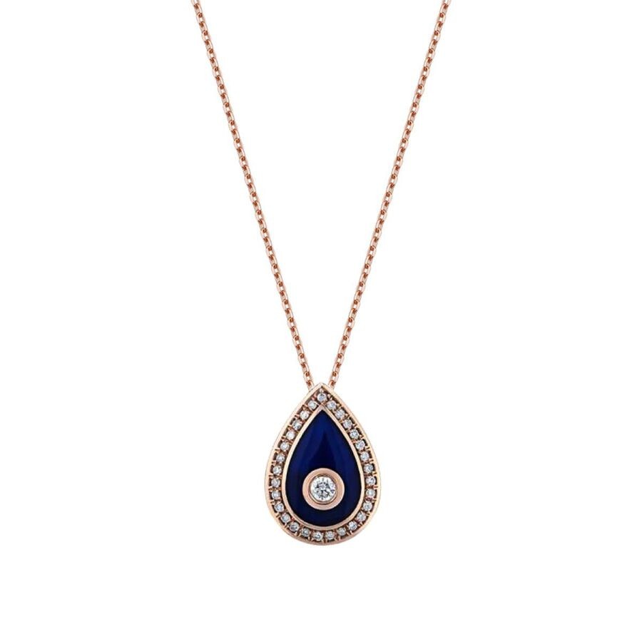 0.12 Carat Diamond Enamel Pear Necklace