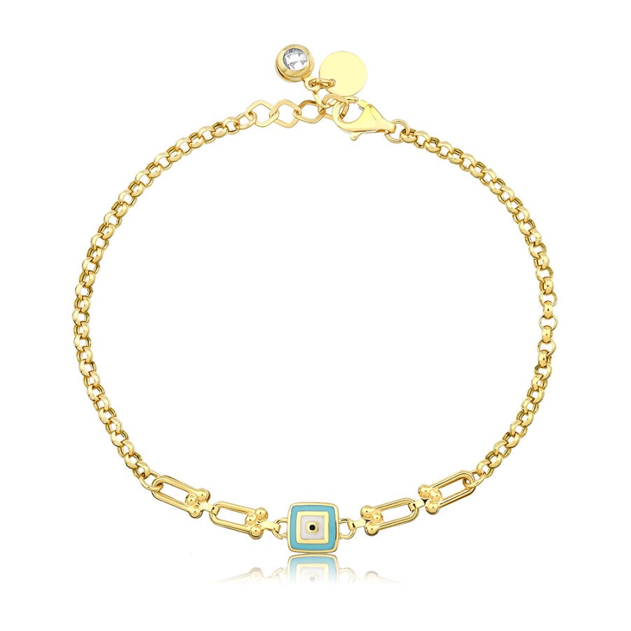 Gold Square Evil Eye Bracelet