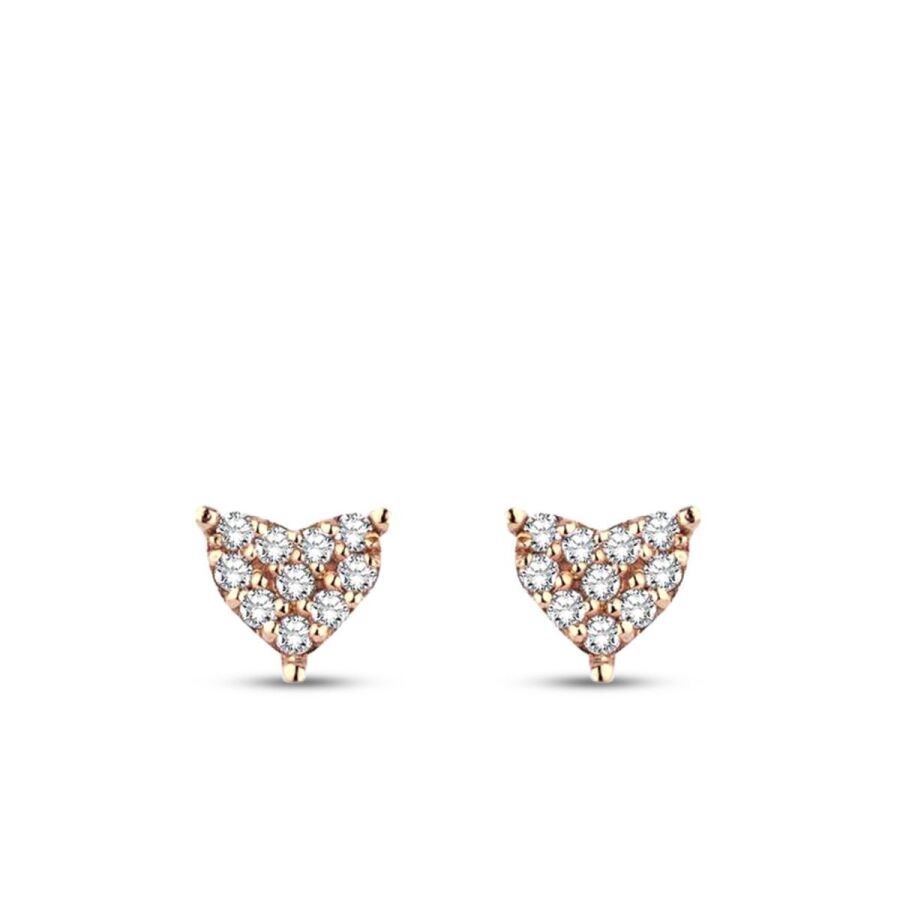 0.12 Carat Diamond Rose Gold Heart Earrings