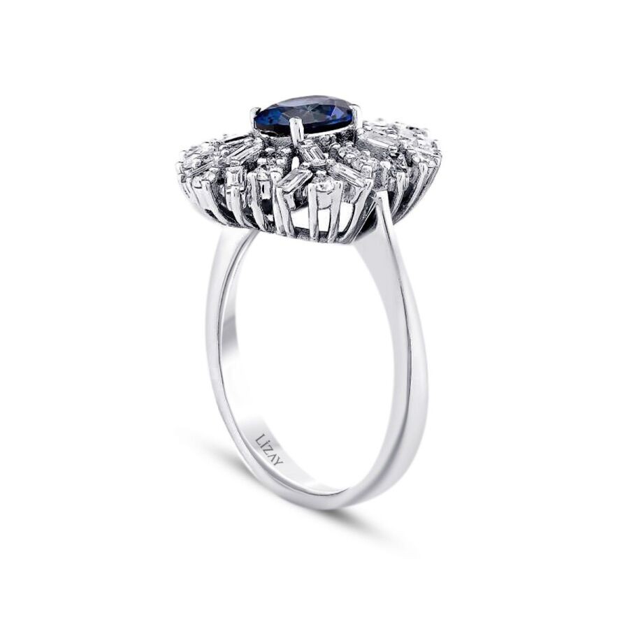 1.80 Carat Diamond Sapphire Ring