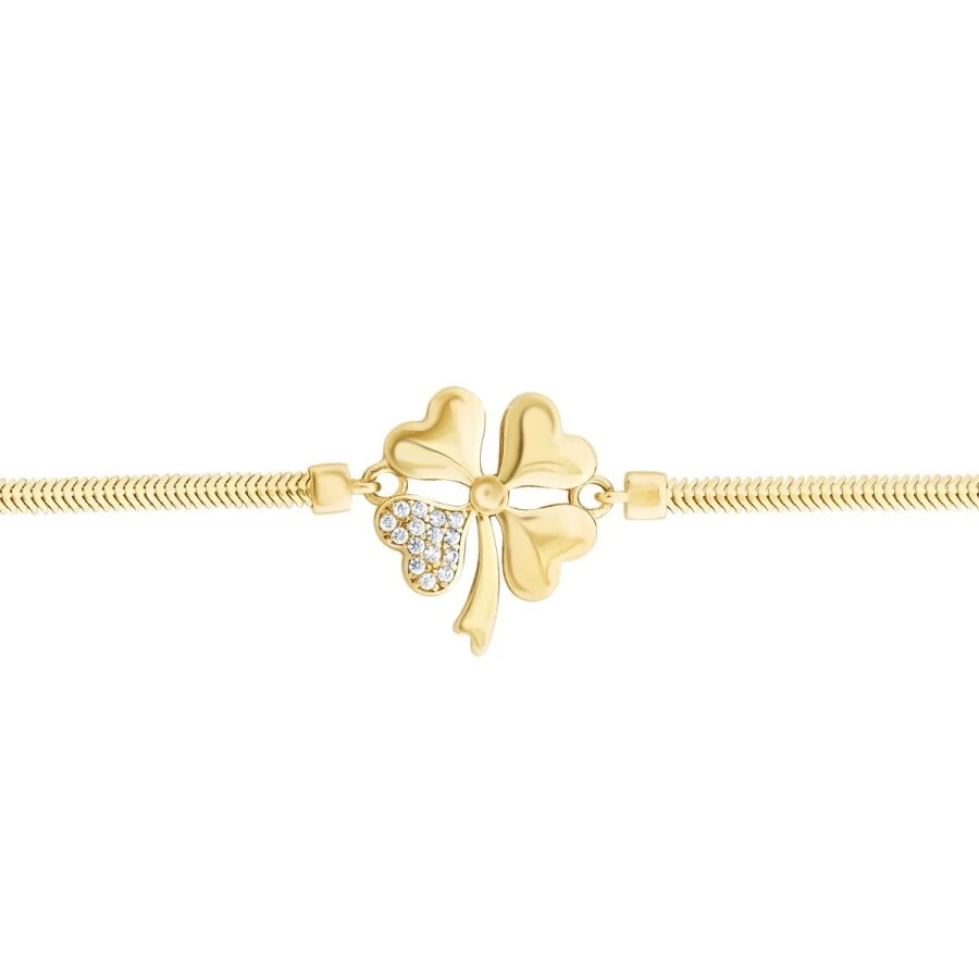 Gold Braided Chain Clover Bracelet