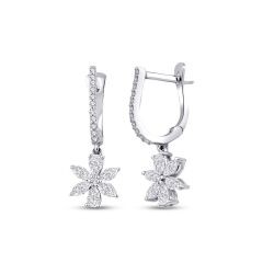 0.94 Carat Diamond Flower Earrings