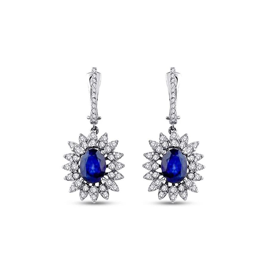 2.90 Carat Diamond Sapphire Earrings
