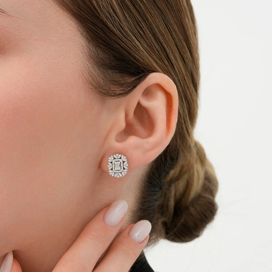 0.59 Carat Diamond Baguette Earrings
