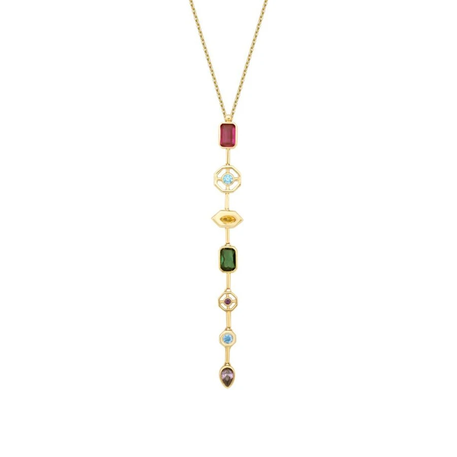 Gold Multi-Stone Modern Necklace